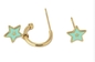 ต่างหูห่วงรูปดาวน่ารักสีชมพูน่ารัก 18K Gold Stainless Steel Earrings